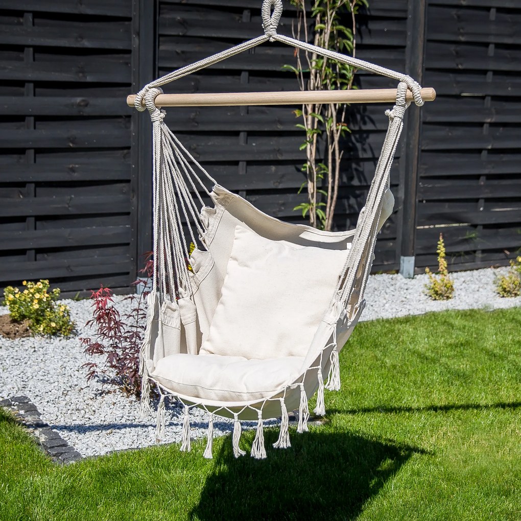 Krzesło brazylijskie z poduszkami 100 x 90 cm ecru PATIO