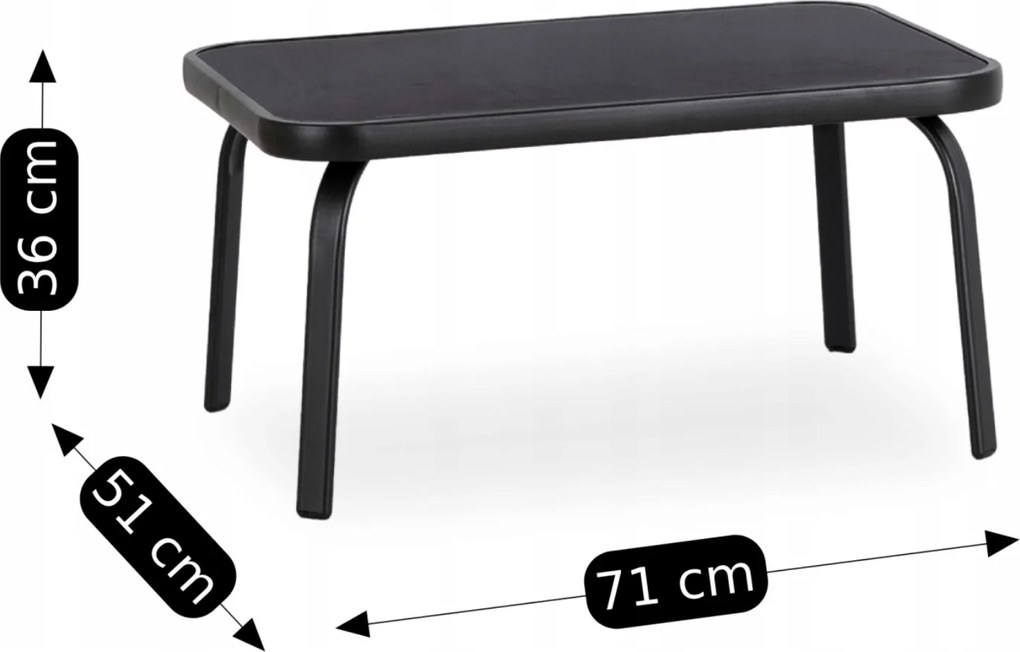 Zestaw Mebli Ogrodowych MINNESOTA Czarny Ławka Krzesła Stolik Tarasowy Siatka Nowoczesny