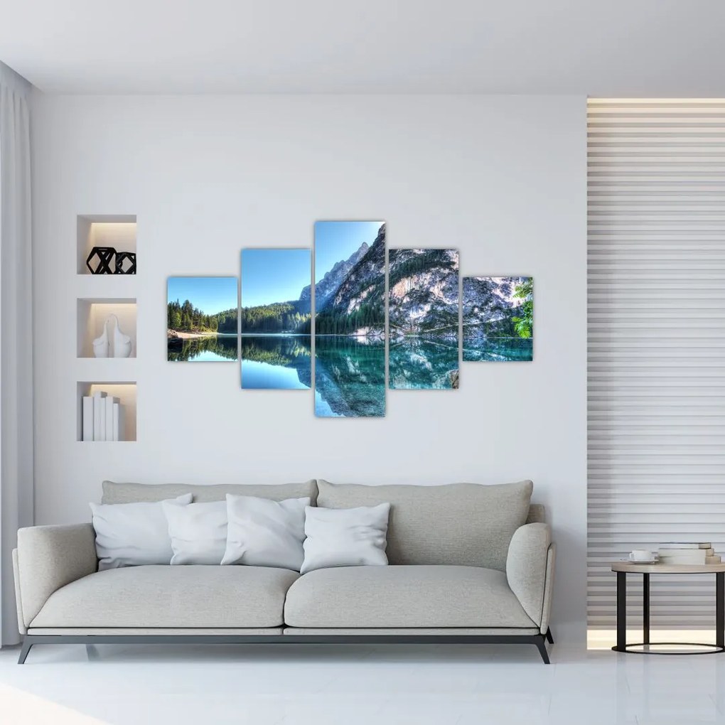 Obraz wysokogórskiego jeziora (125x70 cm)