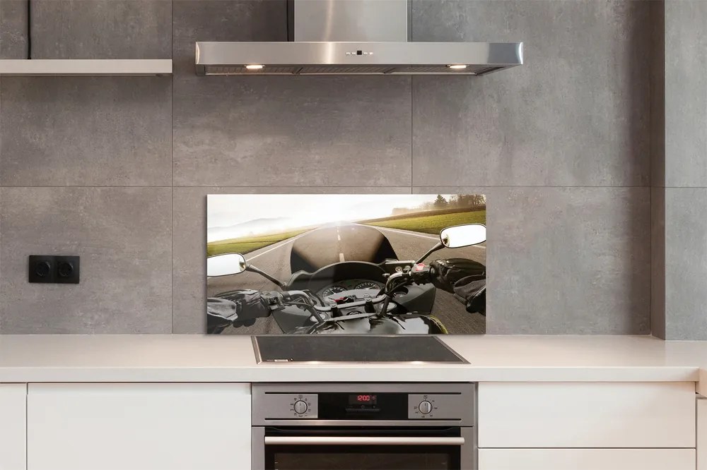 Szklany Panel Motocykl na tle Gór i Nieba