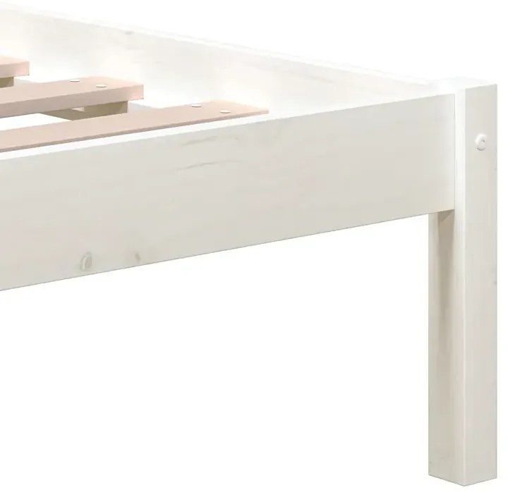 Białe dwuosobowe łóżko drewniane 140x200 M6-C27