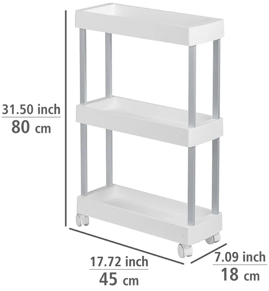Biały plastikowy regał na kółkach 45x80 cm Mino – Wenko