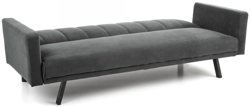 AMANDO sofa popielaty, rozkładana, tkanina velvet, stal tapicerowana