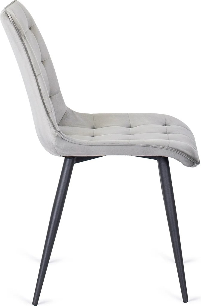 Krzesło Tapicerowane GOMEZ Szare Welurowe Nowoczesne Loft