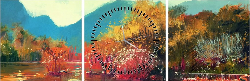 Obraz - Kolory jesieni (z zegarem) (90x30 cm)