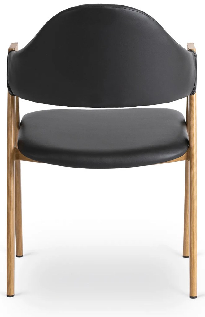 Krzesło Tapicerowane do Salonu WILLY Czarne Ekoskóra Nowoczesne Loft