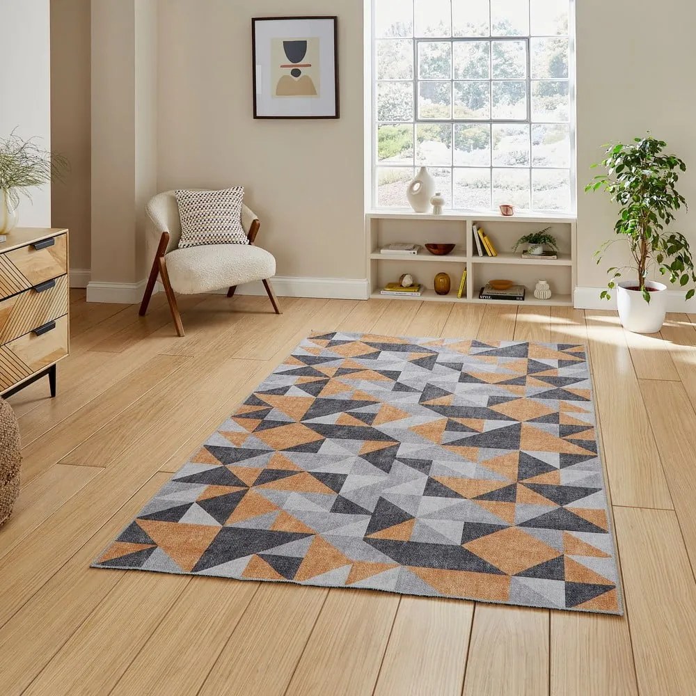 Szaro-żółty dywan odpowiedni do prania 152x230 cm Coral Yellow&amp;Grey – Think Rugs