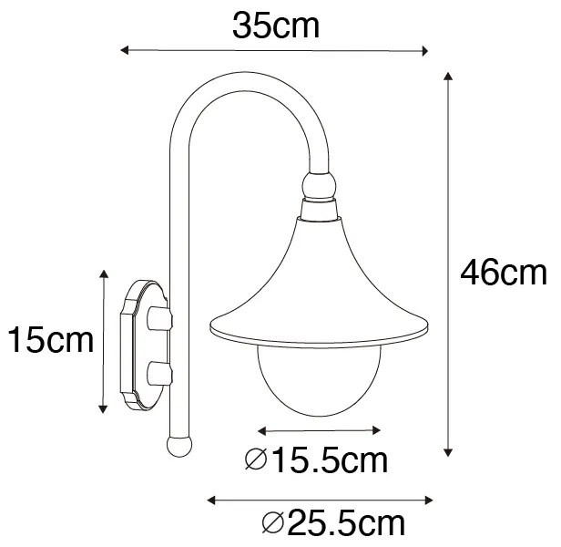 Zewnetrzna Klasyczna lampa ścienna zewnętrzna antyczne złoto IP44 - Daphne klasyczny/Antyczny Oswietlenie zewnetrzne