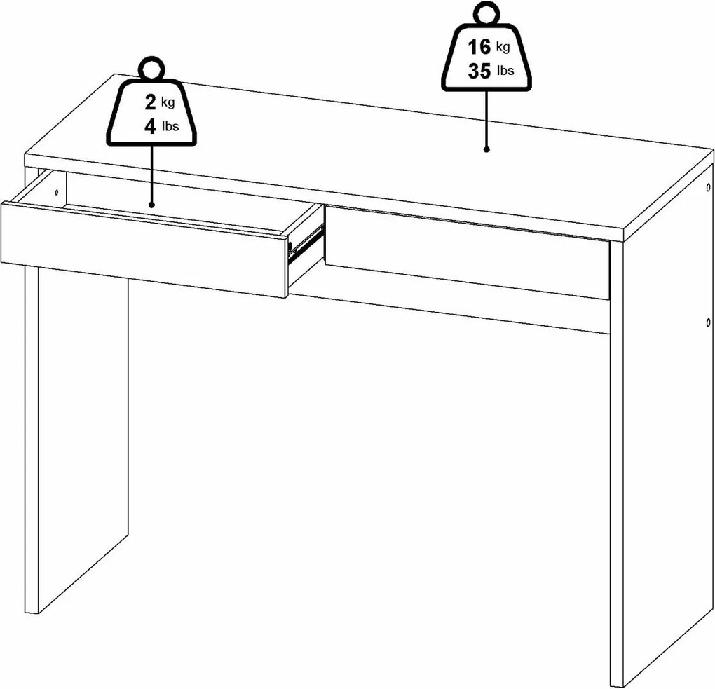 Biurko z 2 szufladami Function Plus 100 cm jackson hickory
