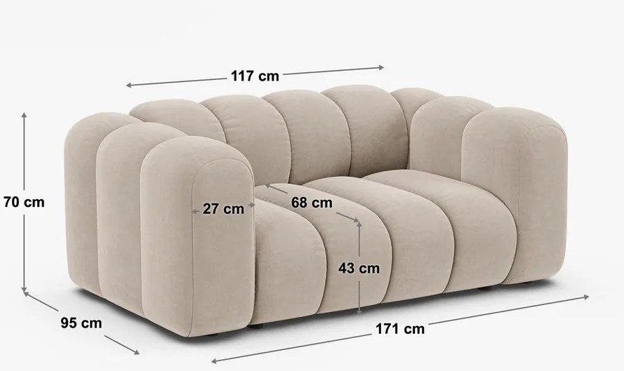 Zielona sofa z tkaniny szenilowej 170 cm Lupine – Micadoni