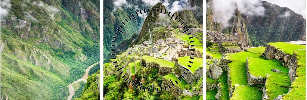 Obraz - Machu Picchu (z zegarem) (90x30 cm)