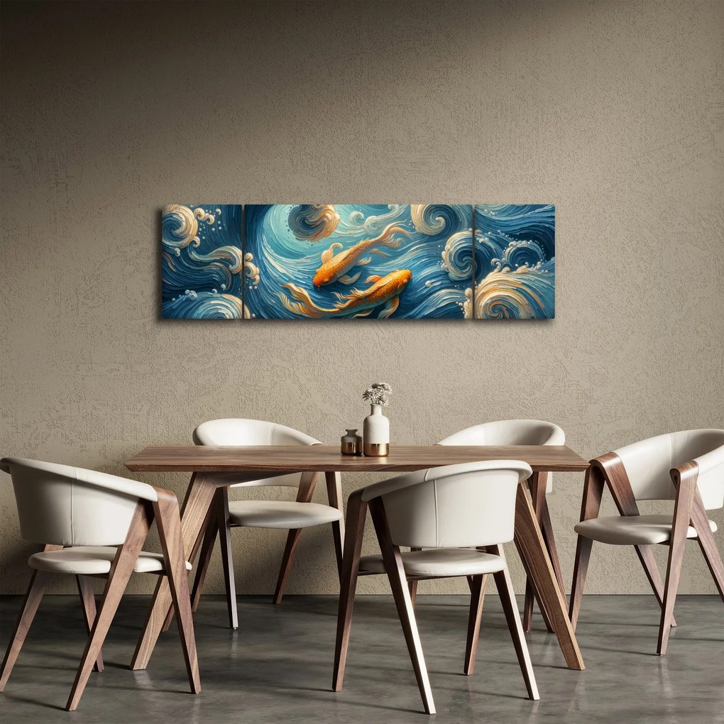 Obraz - Złote rybki (170x50 cm)