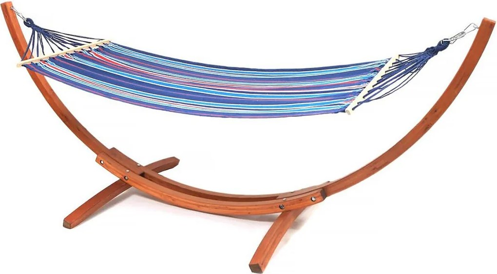 Drewniany hamak "Dallas" z tkaniny bawełnianej - 3 m - Kolorystyka: niebieska