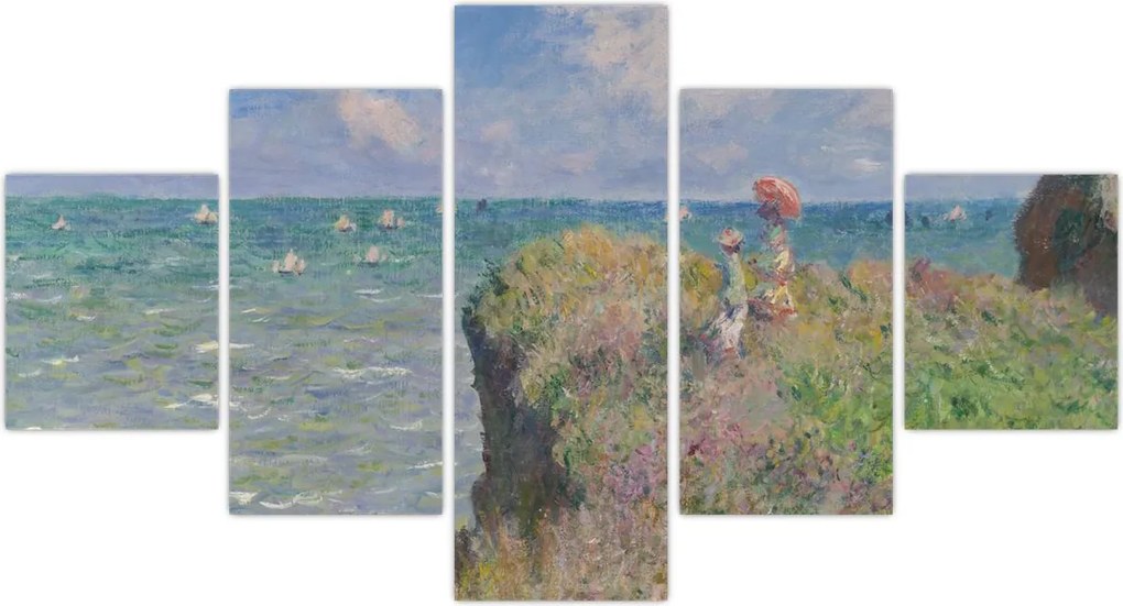 Obraz - Claude Monet, Cliff Walk at Pourville, reprodukcje (125x70 cm)