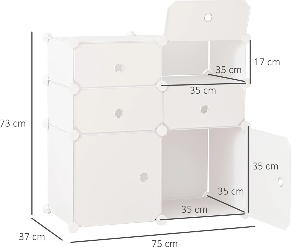HOMCOM Szafka na Buty z Pudełkami Biała 75x37x73cm Regał na Ubrania Przechowywanie | Aosom PL