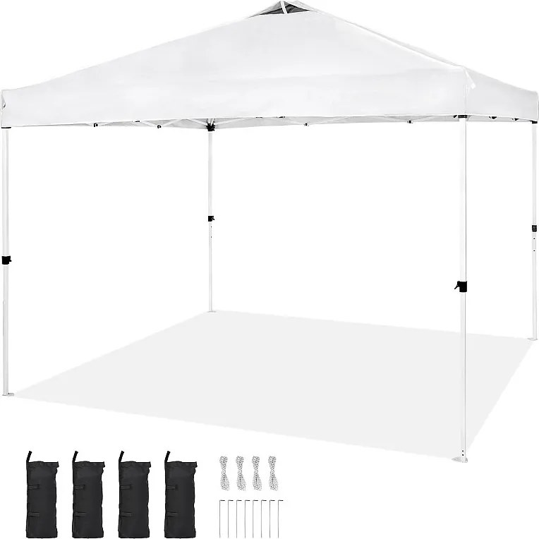 Rozkładana Altana Ogrodowa SucceBuy 304,8x304,8 Cm Plandeka Srebrna Powłoka PU 250D Przenośna Torba na Kółkach 4 Torby