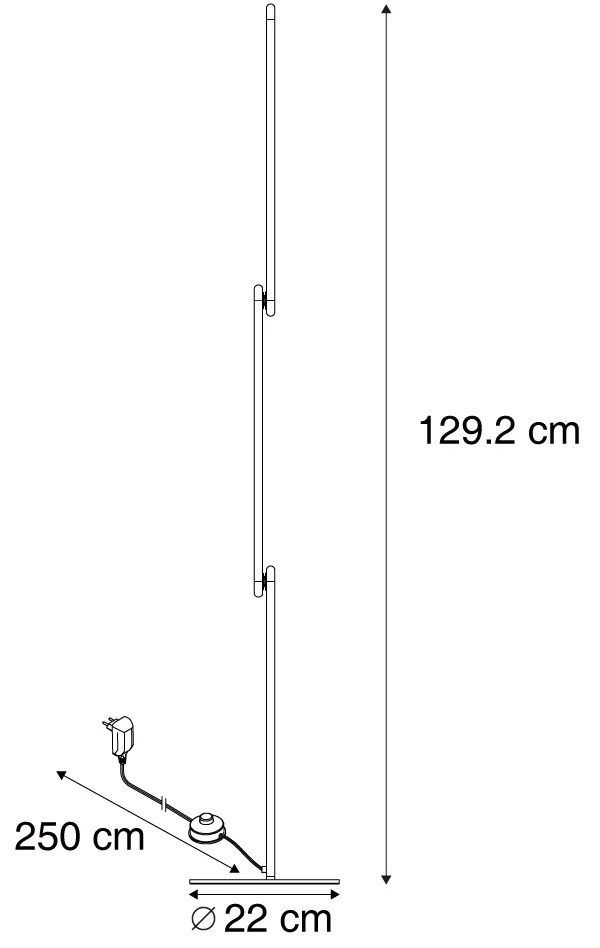 Designerska lampa podłogowa czarna z wbudowaną diodą LED z 3-stopniową regulacją ściemniania - Gate