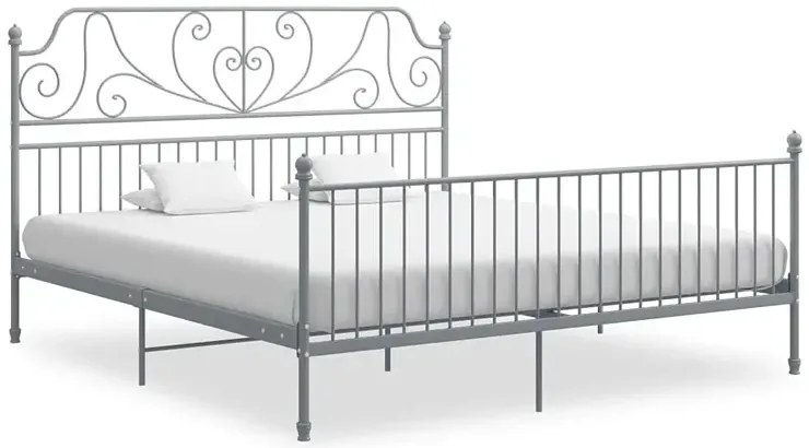 Szare metalowe łóżko małżeńskie 200x200 cm - Hadson