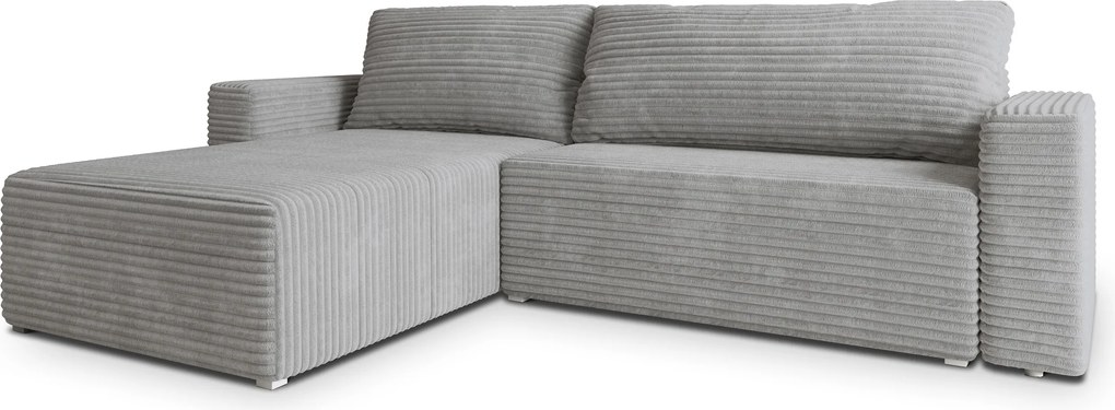 Masseno Narożnik CALTI z funkcją spania i pojemnikiem na pościel Narozniki L, Rozkładana sofa - Jasnoszary, TILIA 86