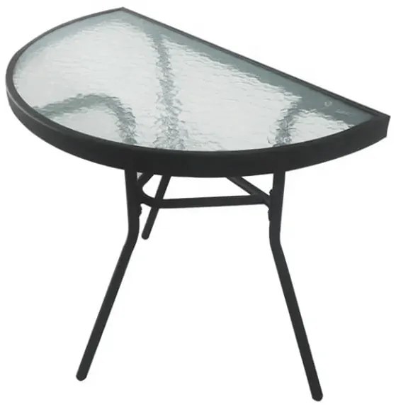 Półokrągły stolik ogrodowy z szklanym blatem ISLAND 70x40 cm, czarny