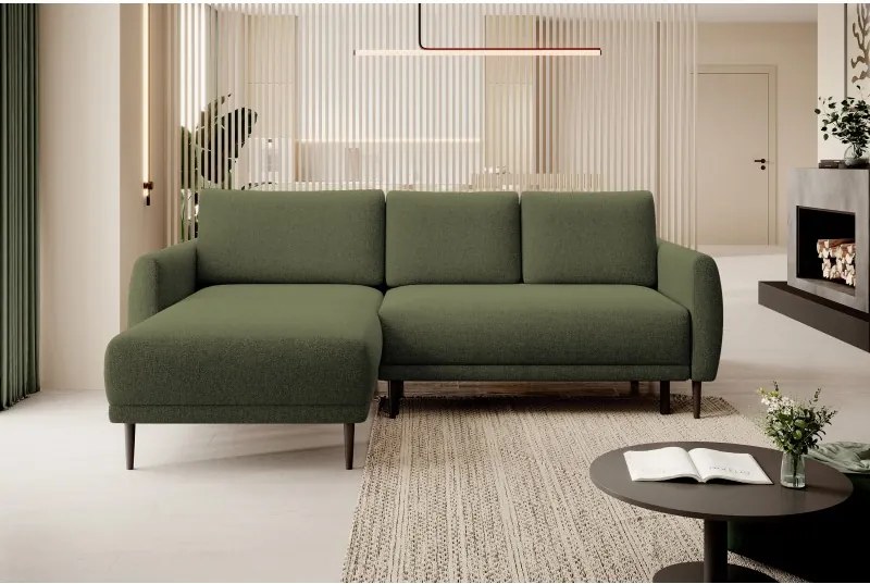 Narożnik BONO z funkcją spania Drewniane nóżki Eleganckie podłokietniki Głębokie siedzisko Lewa strona Barrel 38