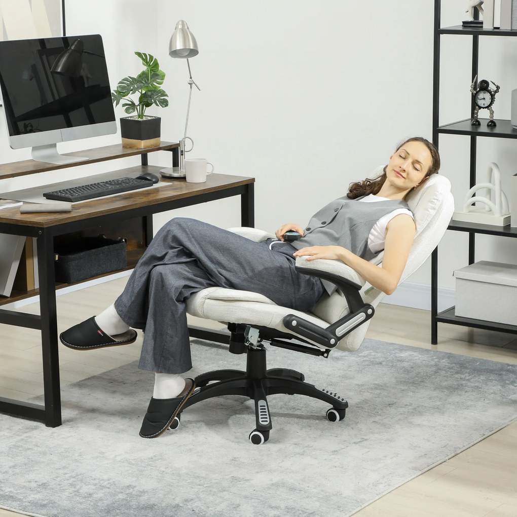 Vinsetto Ergonomiczny Fotel Biurkowy z Funkcją Masażu, 68 x 72 x 110–120 cm, Kremowy