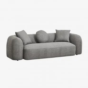 Sofa 3-osobowa Z Szenilu Coco Granitowo-szary Gruby Szenil - Sklum