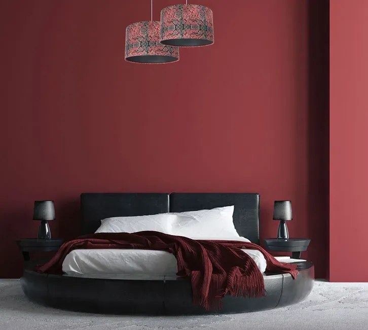 Czerwono-grafitowa lampa wisząca z abażurem - S374-Galaxis