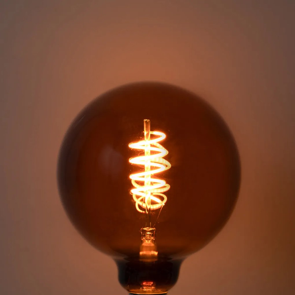 Zestaw 5 ściemnialnych żarówek LED E27 G125 brązowe 4W 120 lm 1800K