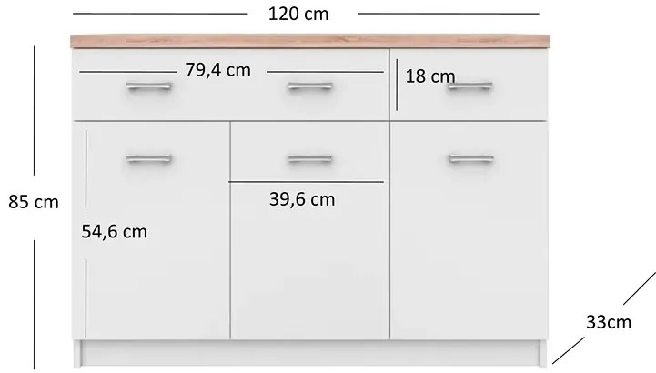 Biała Komoda Z Szafkami I 2 Szufladami 120 Cm Ivin 4X