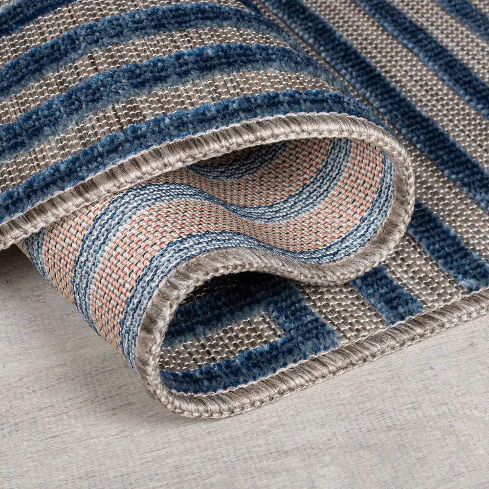 Ciemnoniebieski dywan odpowiedni na zewnątrz 66x230 cm Vigo Blocks – Flair Rugs