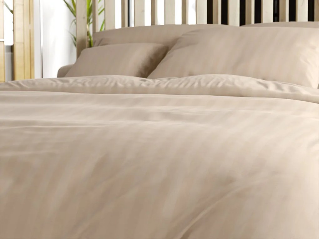 PrzytulneMieszkanie.pl PrzytulneMieszkanie.pl Hotelowa pościel z mikrofibry JASMINE PURE cappuccino - pasek 2 cm Rozmiar pościeli: 70 x 90 cm | 140 x 200 cm