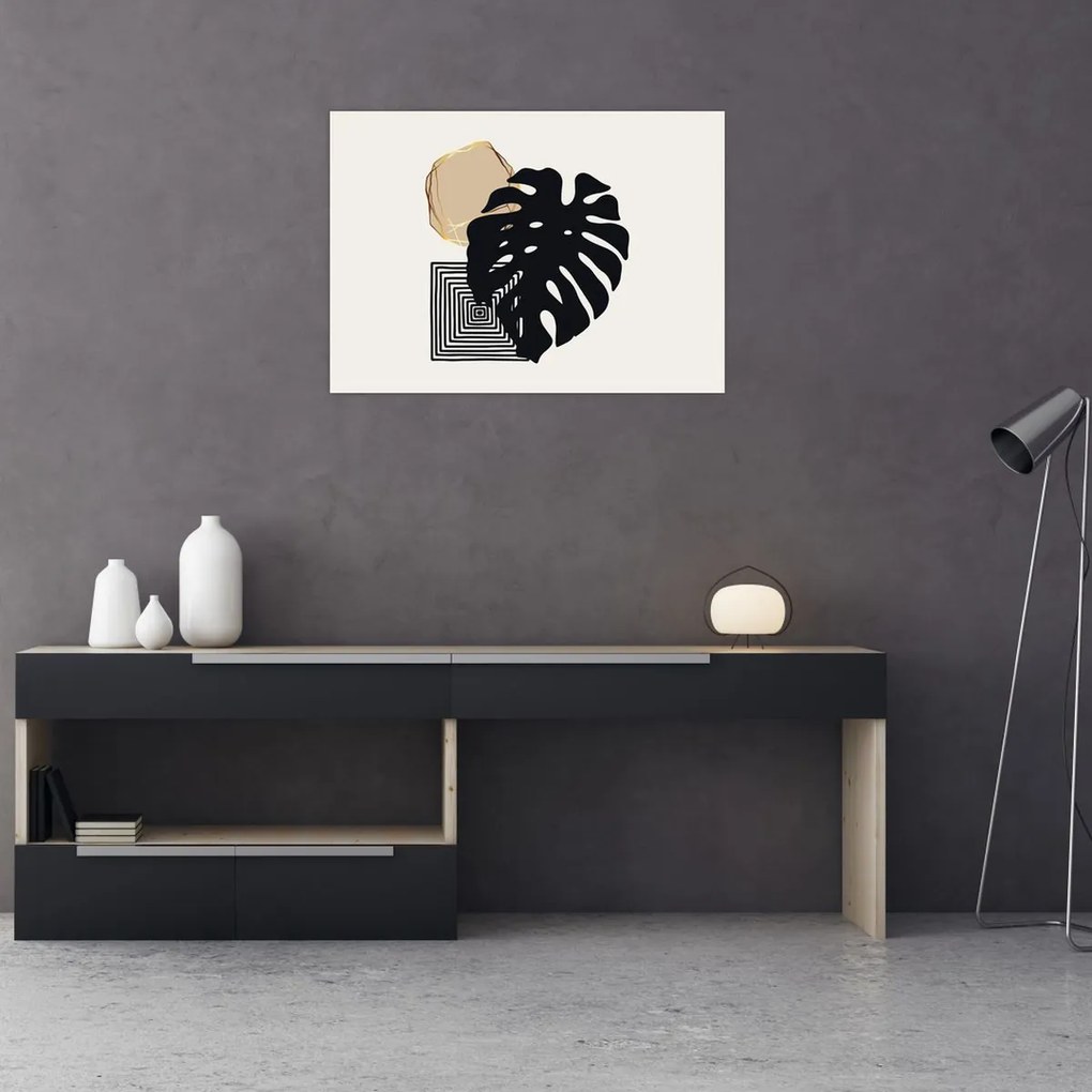 Obraz - Abstrakcja z tropikalnymi liśćmi N⁰2 (70x50 cm)