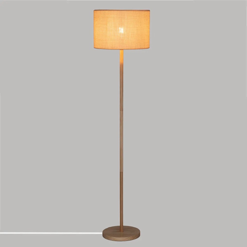 Lampa podłogowa DELLA, drewniana podstawa, 149,5 cm