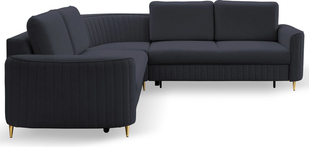 Masseno Narożnik VELA z funkcją spania i pojemnikiem na pościel Narozniki L, Rozkładana sofa - Granatowy, CASTEL 79