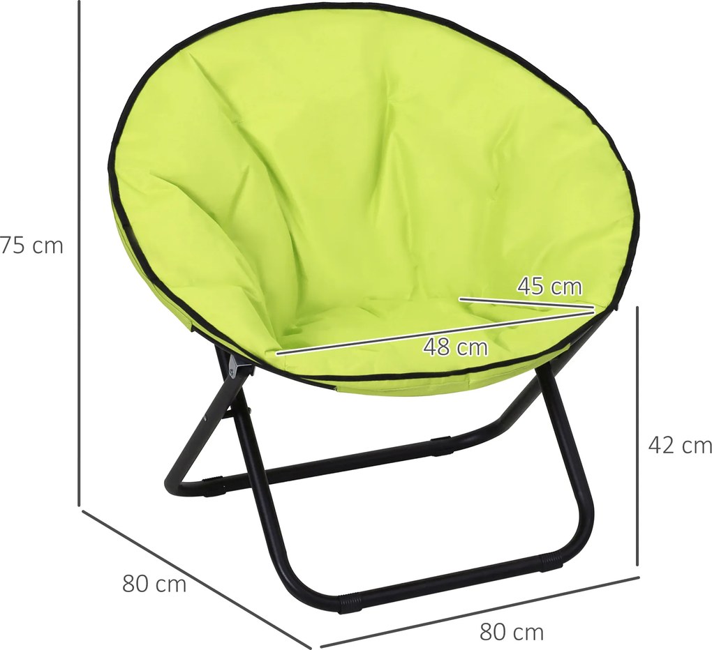 Outsunny Składany Fotel, Fotel Kempingowy, Fotel Ogrodowy, Fotel Obity, Metal + Materiał Oxford, 80 x 80 x 75 cm, Kolor Żółty