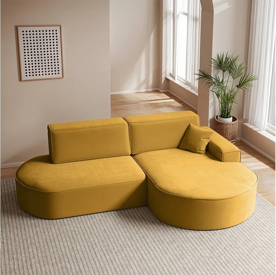 Narożnik Modena Pro, tkanina Salvador, Żółty, Prawy