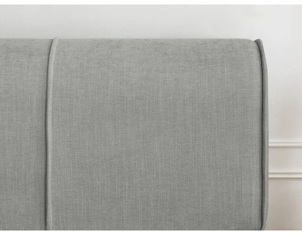 Jasnoszare tapicerowane łóżko dwuosobowe ze schowkiem i stelażem 180x200 cm Vernon – Bobochic Paris