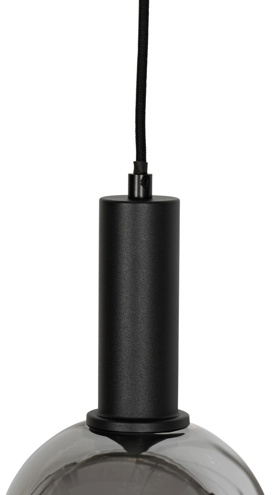 Lampa wisząca art deco czarna z przydymionym szkłem 4-światłowa - Josje ArtDeco Oswietlenie wewnetrzne