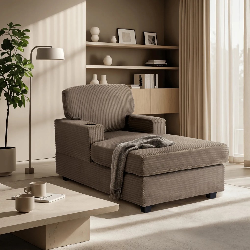 Fotel Wypoczynkowy Sofa NEO Beżowy Sztruksowy Nowoczesny