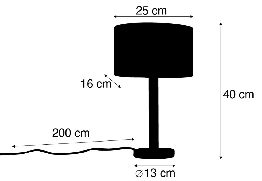 Lampa stołowa drewniana z owalnym lnianym abażurem białym 25 cm - Mels Rustykalny / Vintage Oswietlenie wewnetrzne