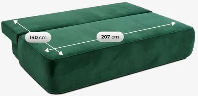 Sofa z Funkcją Spania ARVETO Zielona Welurowa Nowoczesna