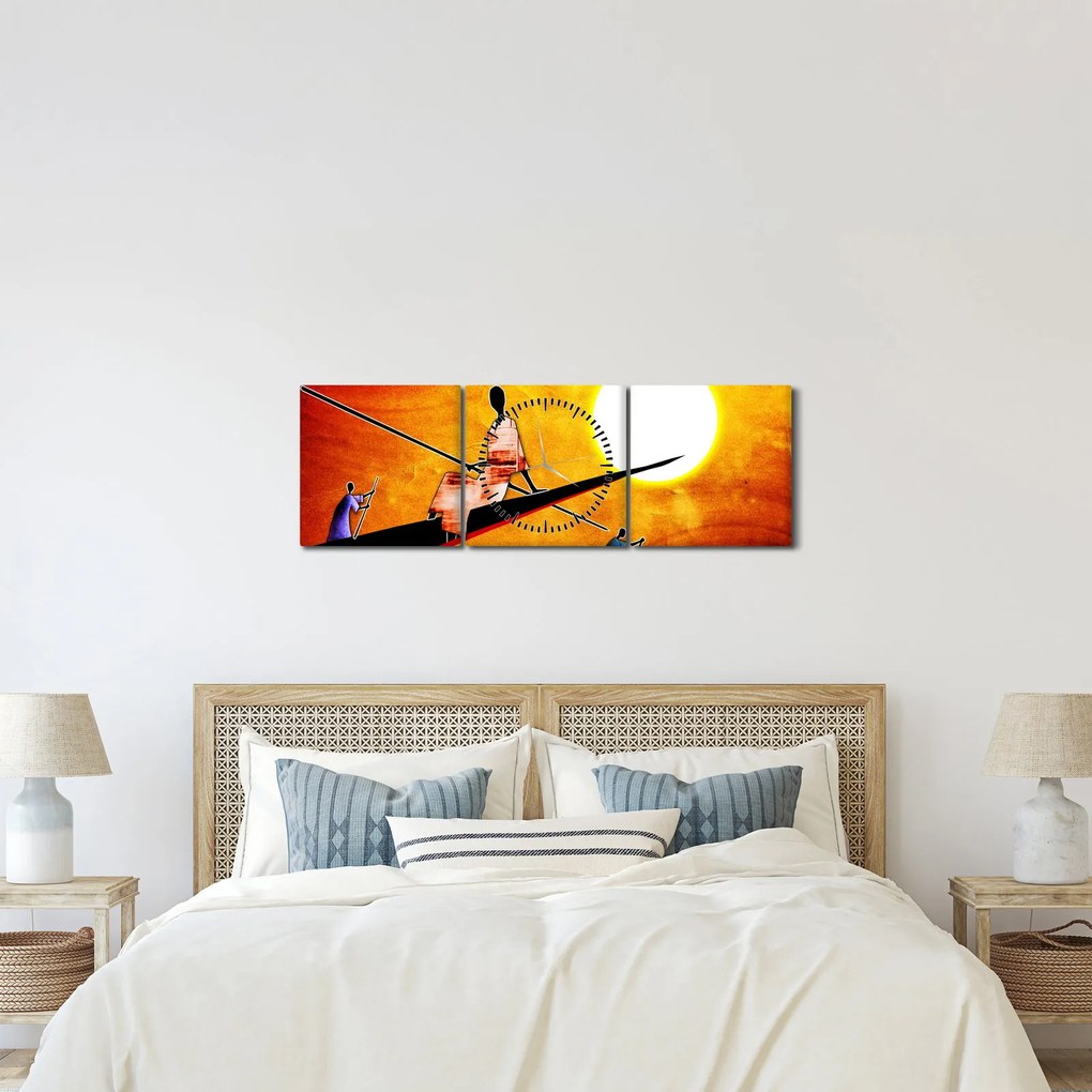 Obraz z okresu starożytnego malarstwa (z zegarem) (90x30 cm)