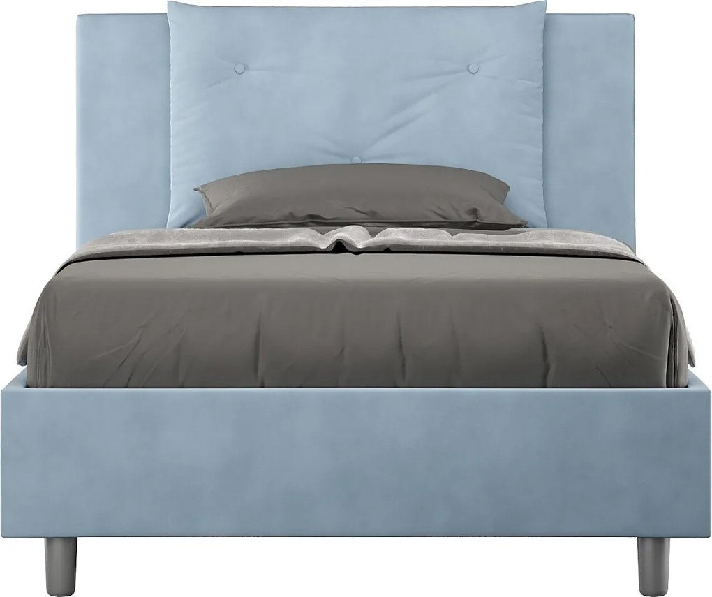 Łóżko bez stelaża tapicerowane 120x190 microfibra błękitny Appia