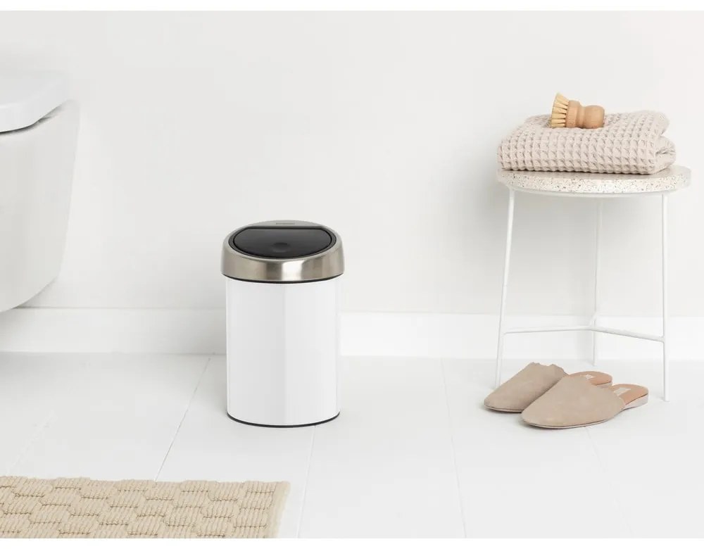 Biały stalowy kosz na śmieci otwierany na dotyk 3 l Touch Bin – Brabantia