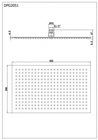 Deszczownica prostokątna DPG2051Super płaska - 50 x 30 cm