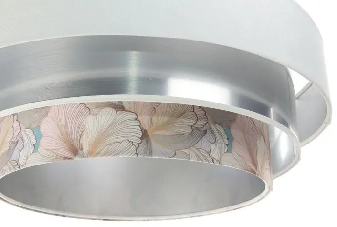 Biało srebrna lampa wisząca z okrągłym abażurem S452 A7-C20