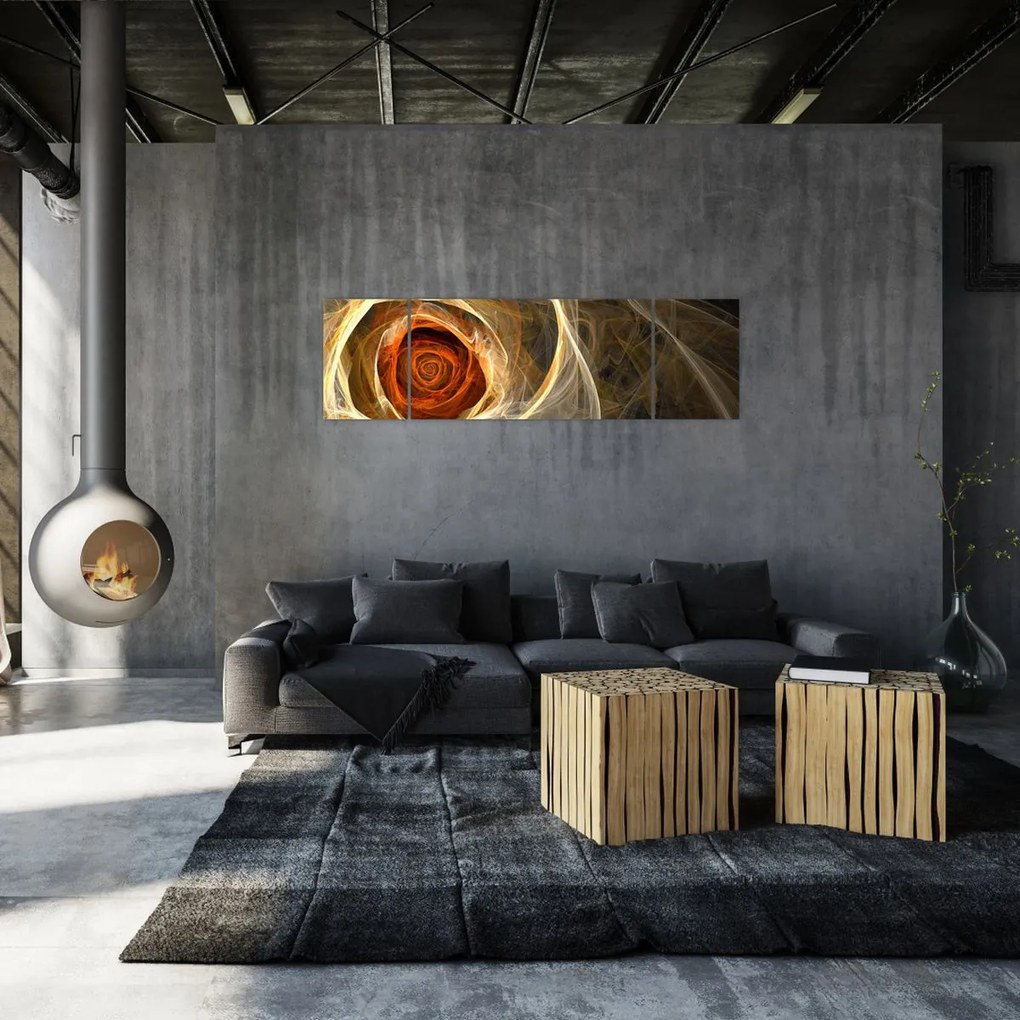 Obraz - Abstrakcyjne róże w ognistych kolorach (170x50 cm)