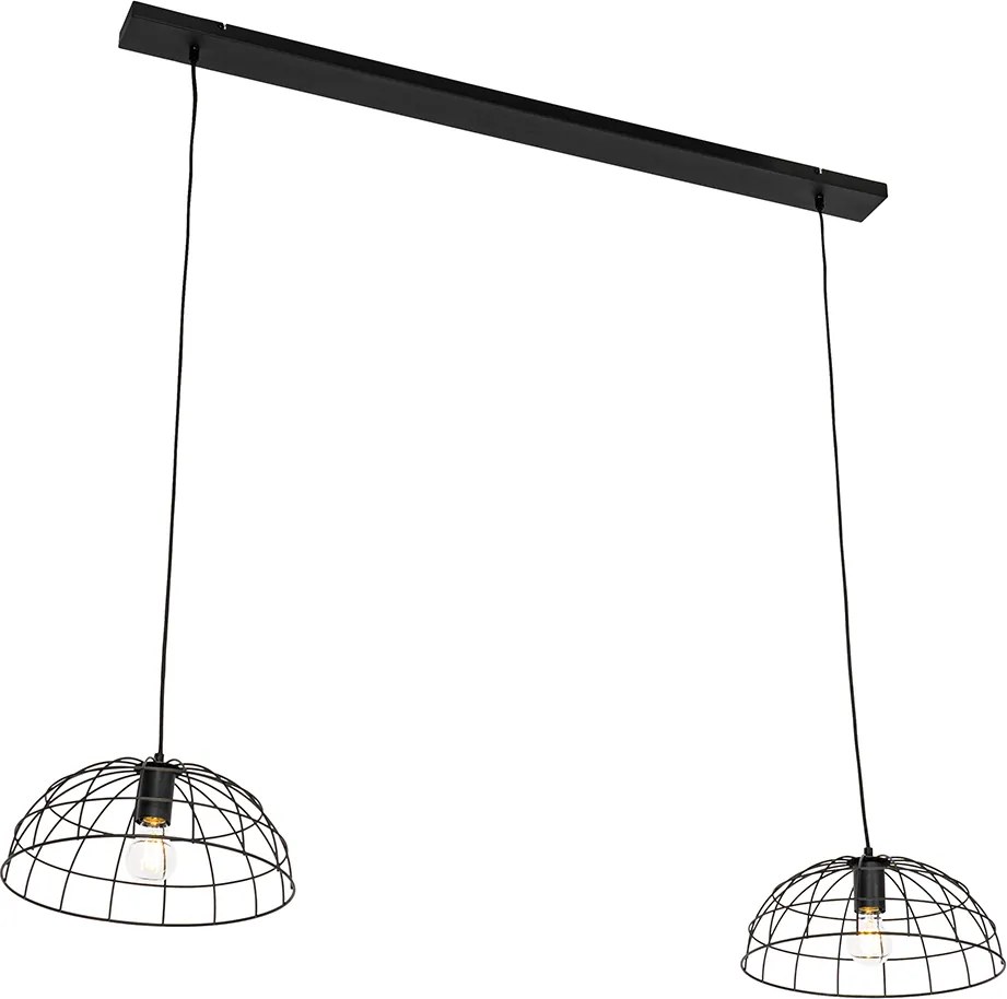 Industrialna lampa wisząca czarna 2-źródła światła - Hanze