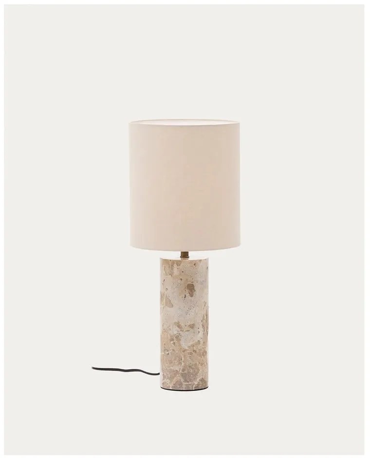 Beżowa marmurowa lampa stołowa z tekstylnym kloszem (wysokość 54 cm) Raze – Kave Home